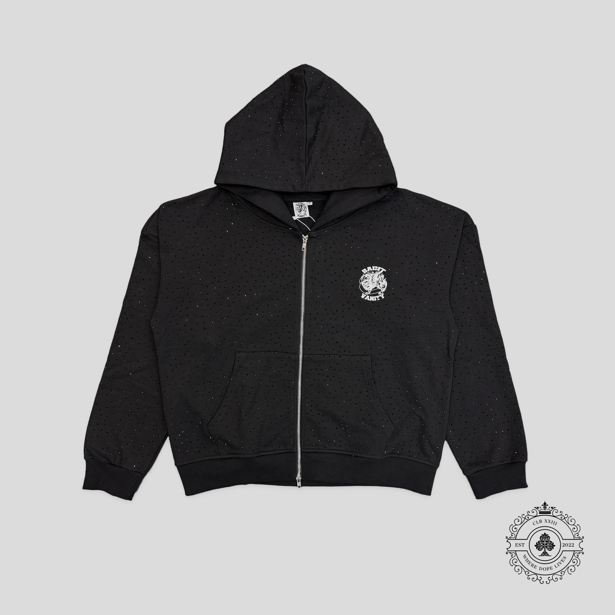 Saint Vanity Oreo Zip Up Hoodie in Black
