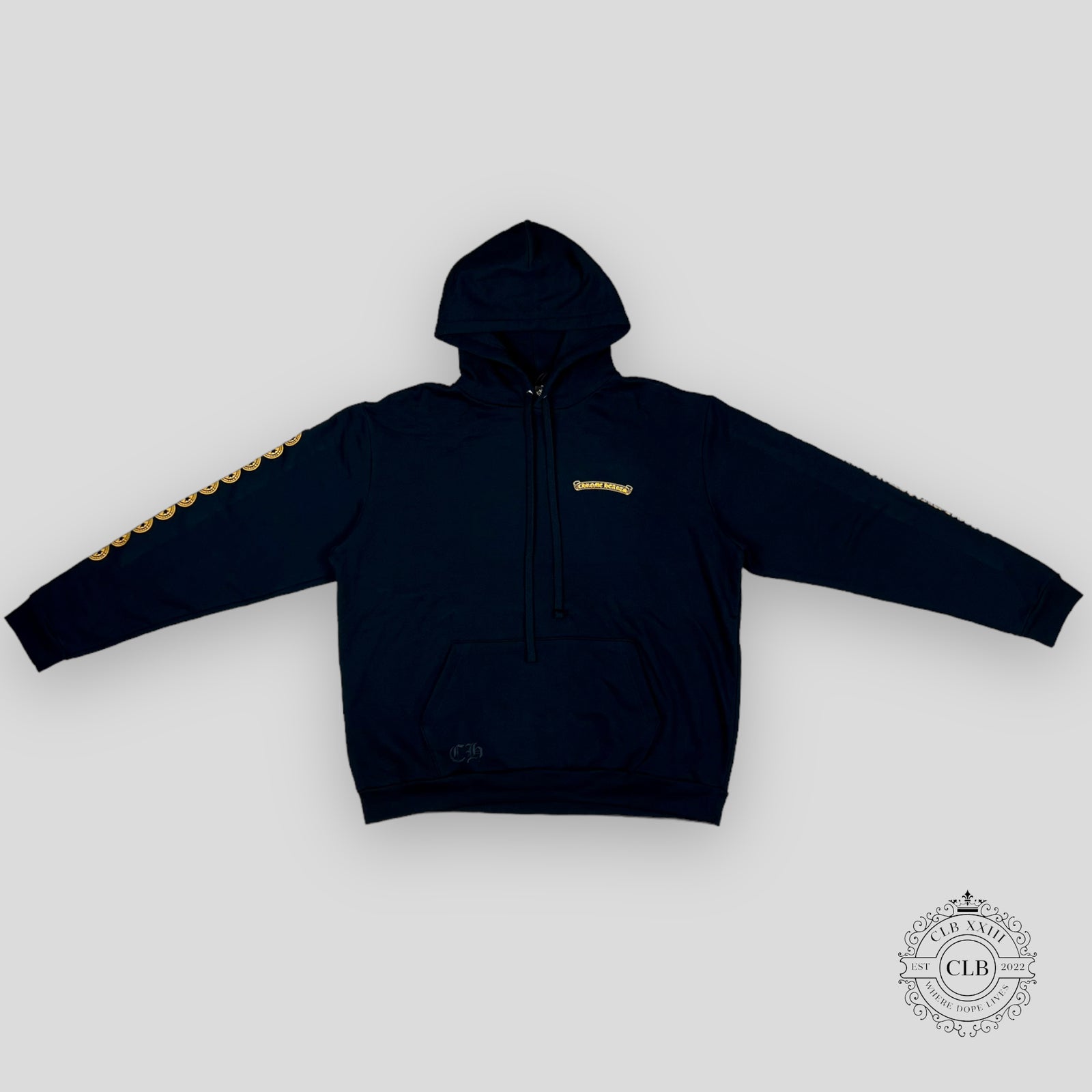 Chrome Hearts Scroll Logo Hoodie - Black / Yellow