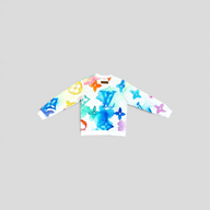 CLB XXIII Louis Vuitton crewneck sweatshirt featuring a vibrant watercolor monogram print on white cotton blend