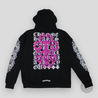Chrome Hearts Dagger Zip Up Hoodie in Black/Pink