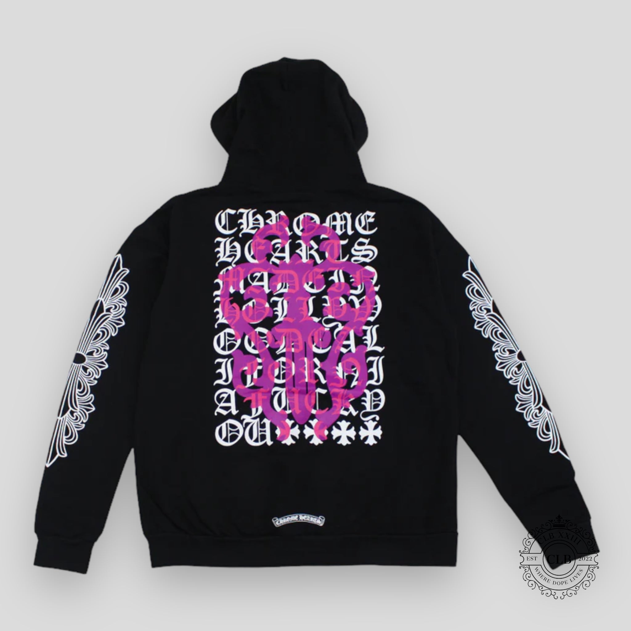 Chrome Hearts Dagger Zip Up Hoodie in Black/Pink
