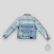 AMIRI SCREEN PRINT BANDANA TRUCKER JACKET CLAY INDIGO