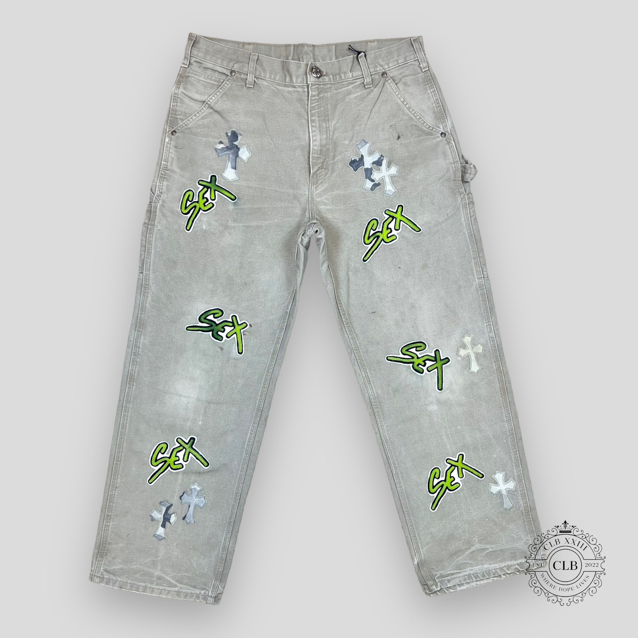 Chrome Hearts Sex Records Carpenter Pants - Grey | Authentic