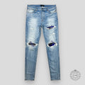 Amiri Plaid Thrasher Jeans - Light Indigo