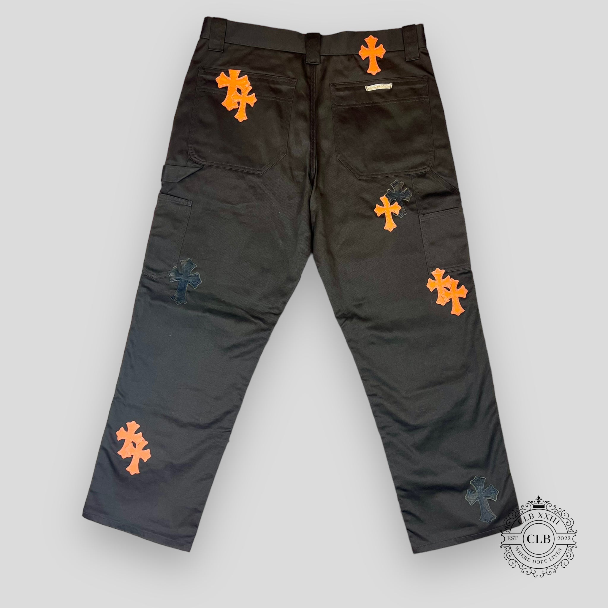 Chrome Hearts Cross Patch Double Knee Carpenter Pants in Brown / Orange