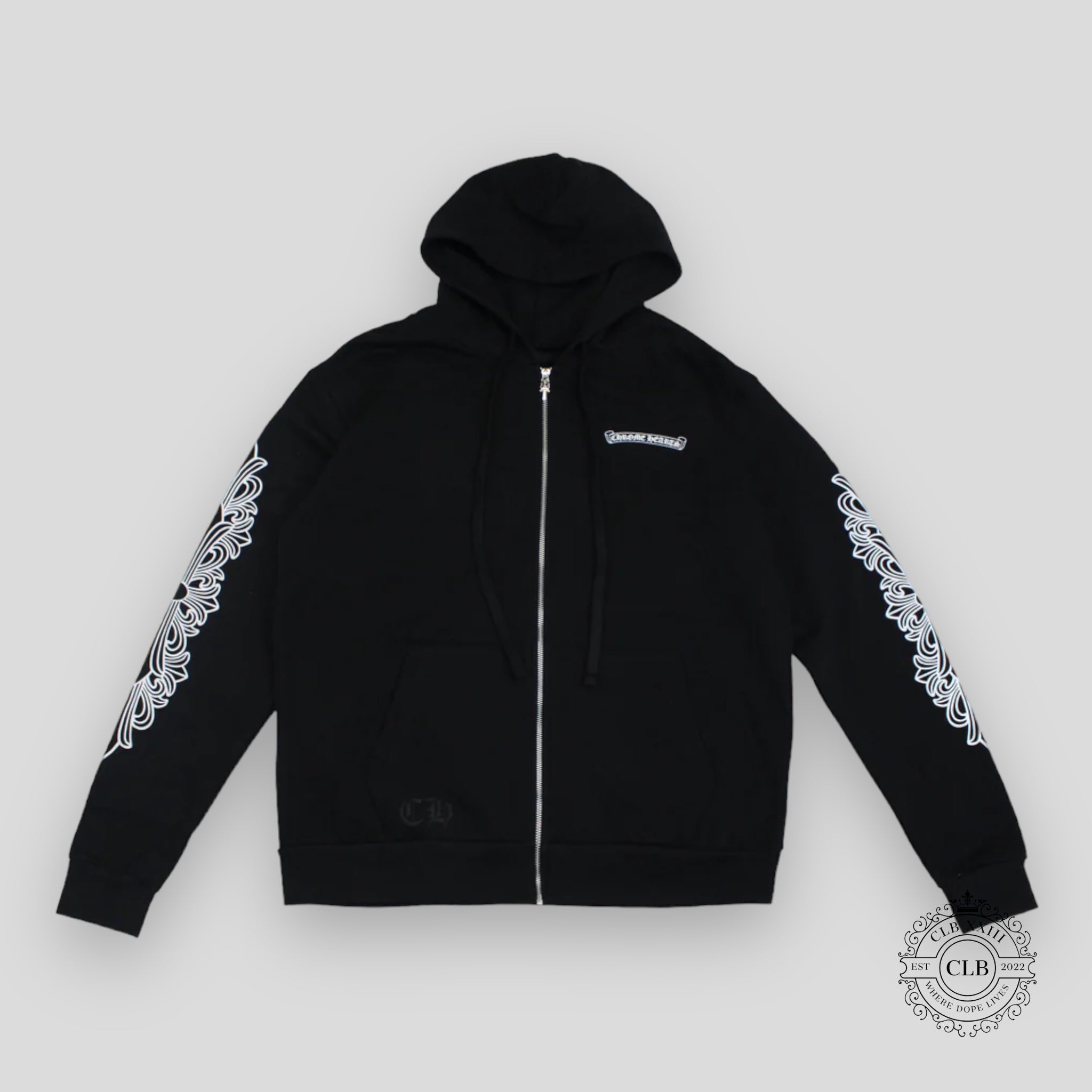 Chrome Hearts Dagger Zip Up Hoodie in Black/Pink