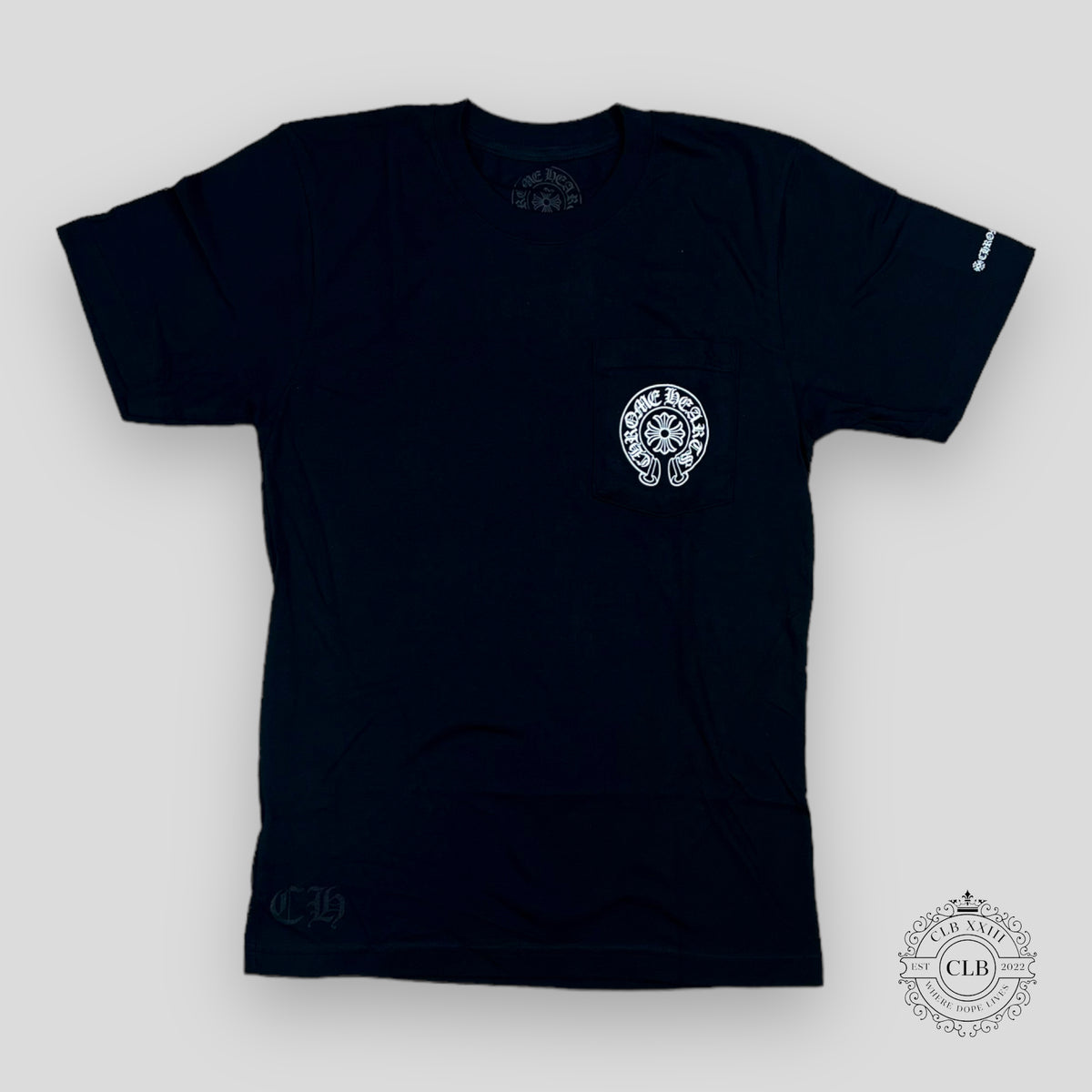CHROME HEARTS HORSESHOE LOGO POCKET T-SHIRT - BLACK