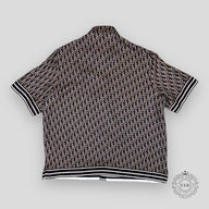 Dior Oblique Button Up Silk Shirt in Black/Brown