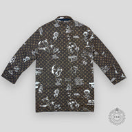 CLB XXIII Louis Vuitton Doodles reversible parka in brown polyamide and cotton blend with white graphic print