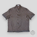 Dior Oblique Button Up Silk Shirt in Black/Brown