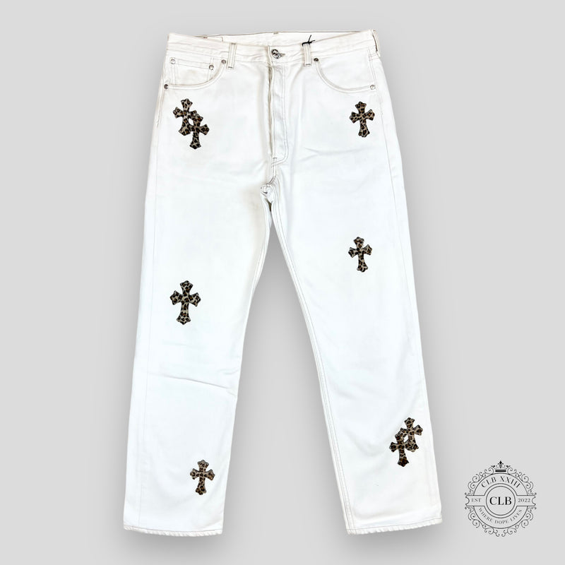 Chrome Hearts Black Levi Jeans White Crosses