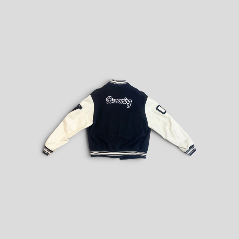 CLB XXIII Louis Vuitton MLK Dreaming varsity jacket in black and white calfskin with back embroidery