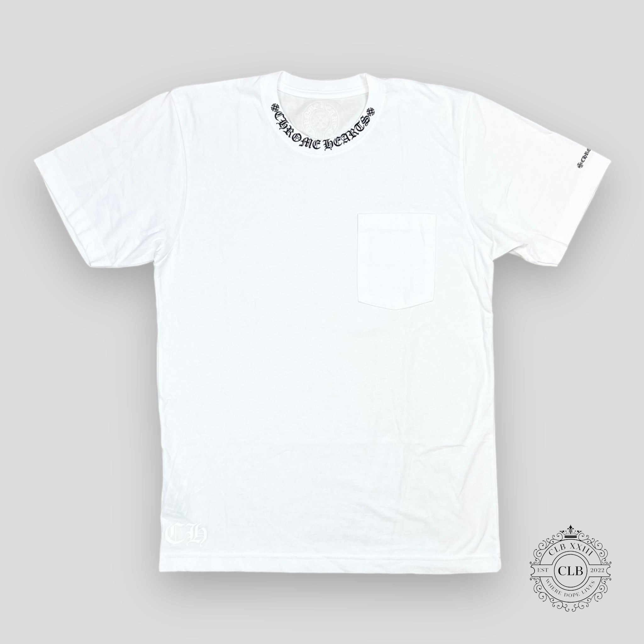 CHROME HEARTS NECK LOGO POCKET T-SHIRT - WHITE