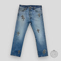 Chrome Hearts x Levi Checkered Cross Patch Jeans