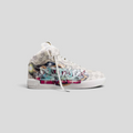 CLB XXIII Nike Air Force 1 Mid x Louis Vuitton sneaker featuring white monogram canvas and vibrant graffiti artwork
