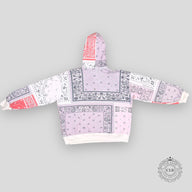 Amiri Paisley Print Mock Neck Hoodie in Pink