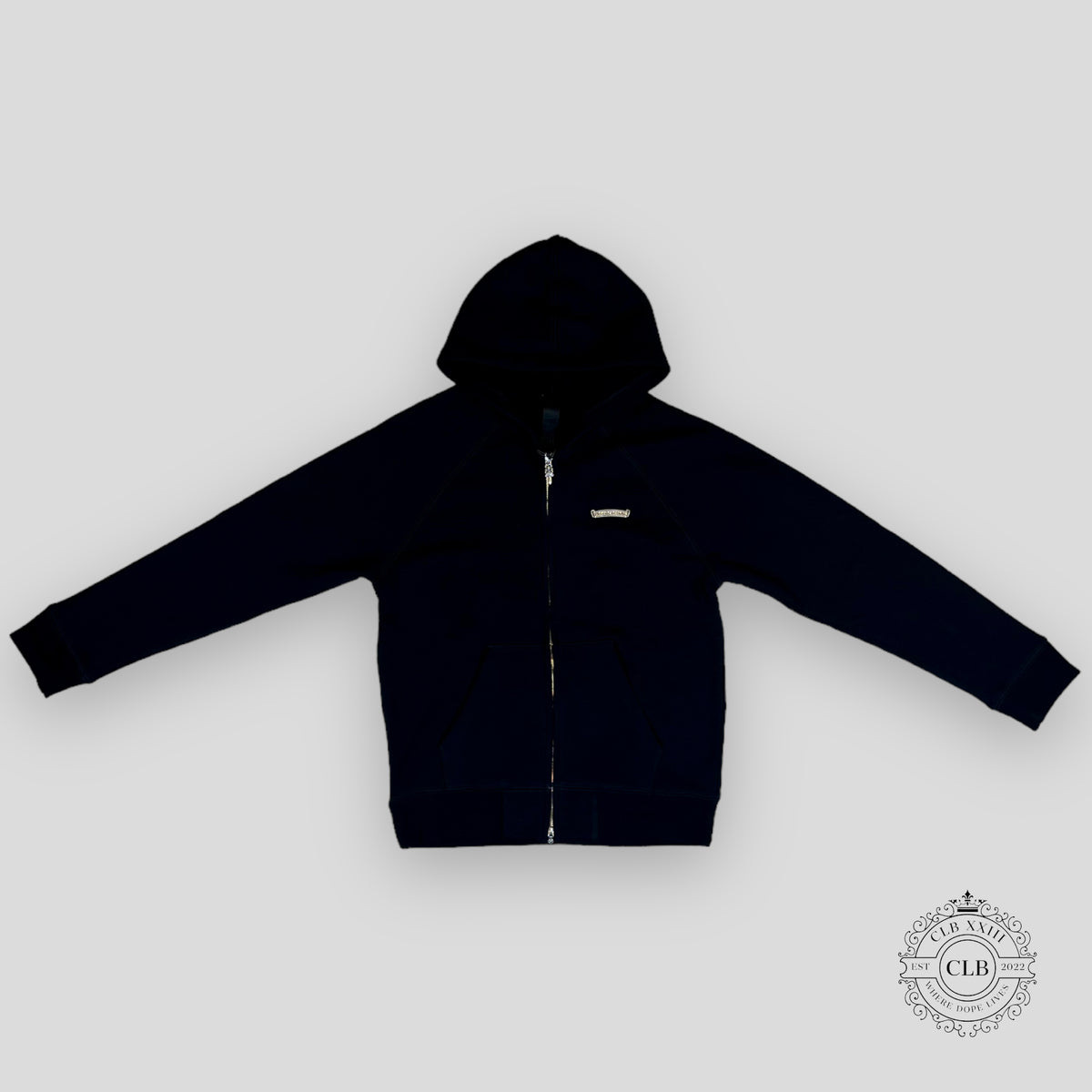 CHROME HEARTS EMBROIDERED ZIP UP HOODIE - BLACK