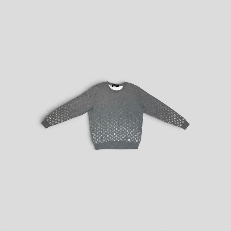 CLB XXIII Louis Vuitton grey cotton long sleeve knitwear featuring a white monogram degrade pattern