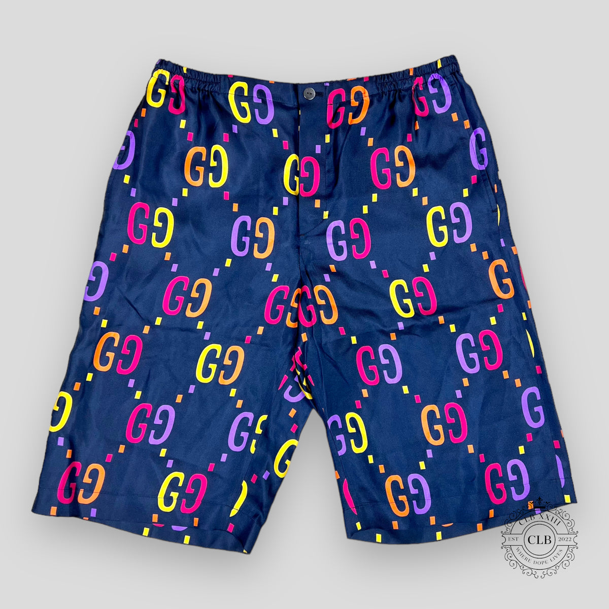 GUCCI GG JACQUARD SHORTS- BLUE