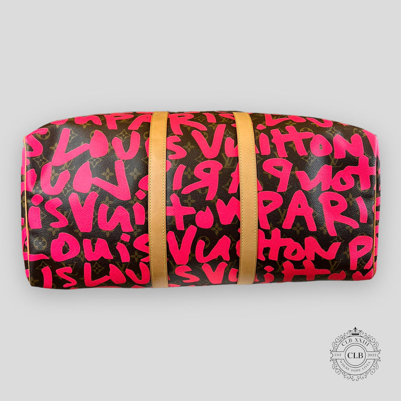 Louis Vuitton Graffiti Monogram Keepall 50 in Pink