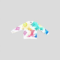 CLB XXIII Louis Vuitton watercolor monogram crewneck sweatshirt in white cotton blend with vibrant multi-color print