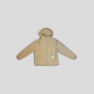 CLB XXIII beige Louis Vuitton monogram reversible nylon windbreaker with hood and front zip closure