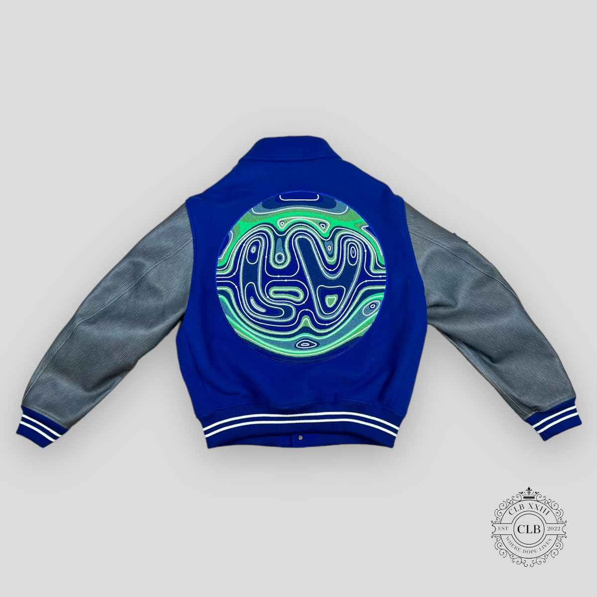 LOUIS VUITTON EMBROIDERED VARSITY JACKET - BLUE