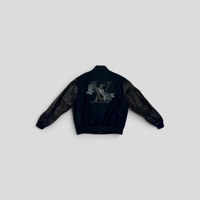Louis Vuitton Mix Leather Varsity Jacket in Black