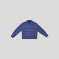 CLB XXIII Louis Vuitton blue and purple wool blend plaid trucker jacket with button front and chest pockets