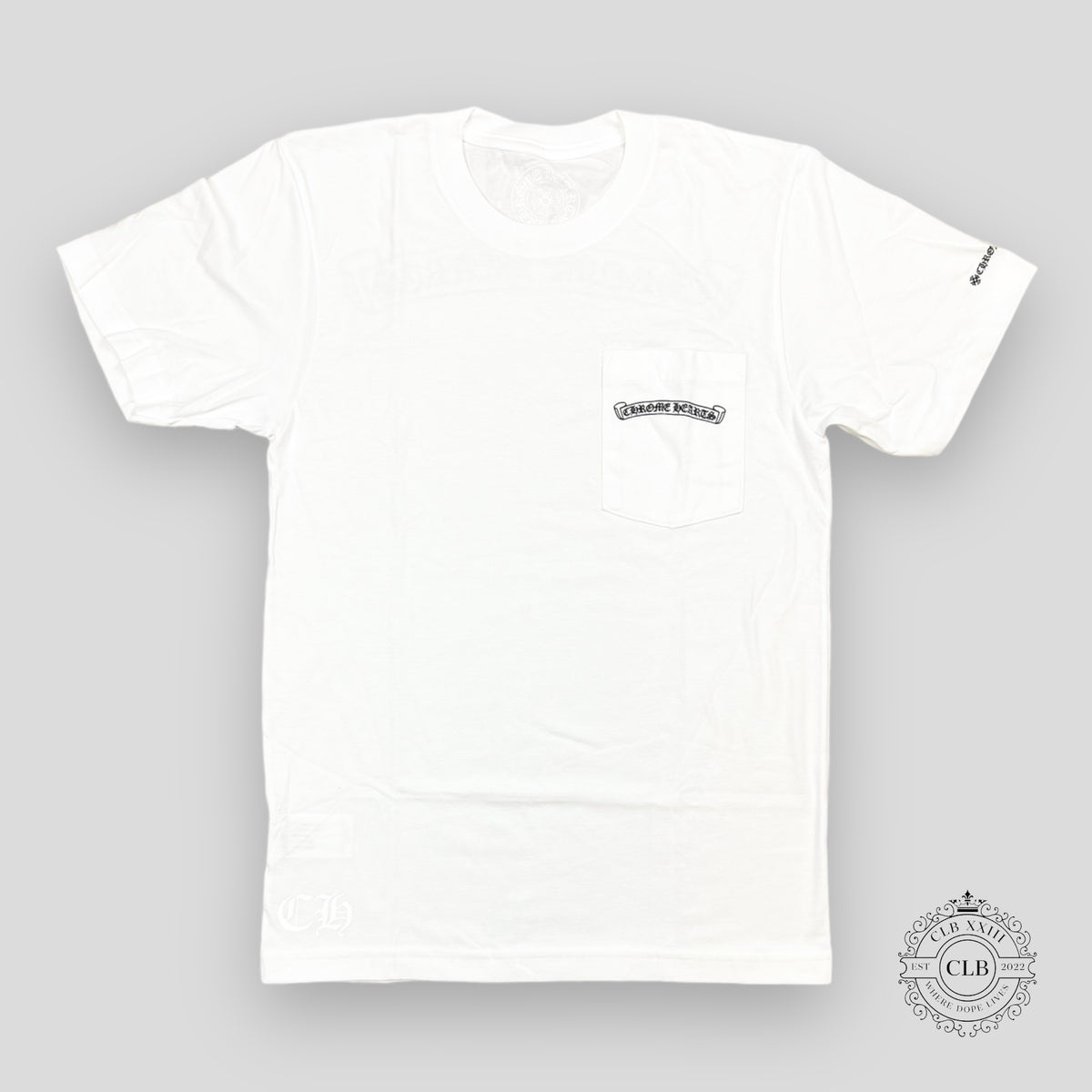 CHROME HEARTS SCROLL LOGO POCKET T-SHIRT - WHITE | Authentic 