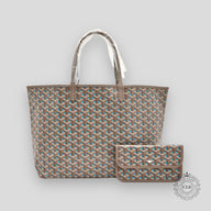 GOYARD ARTOIS MM TOTE BAG - GREIGE / TURQUOISE