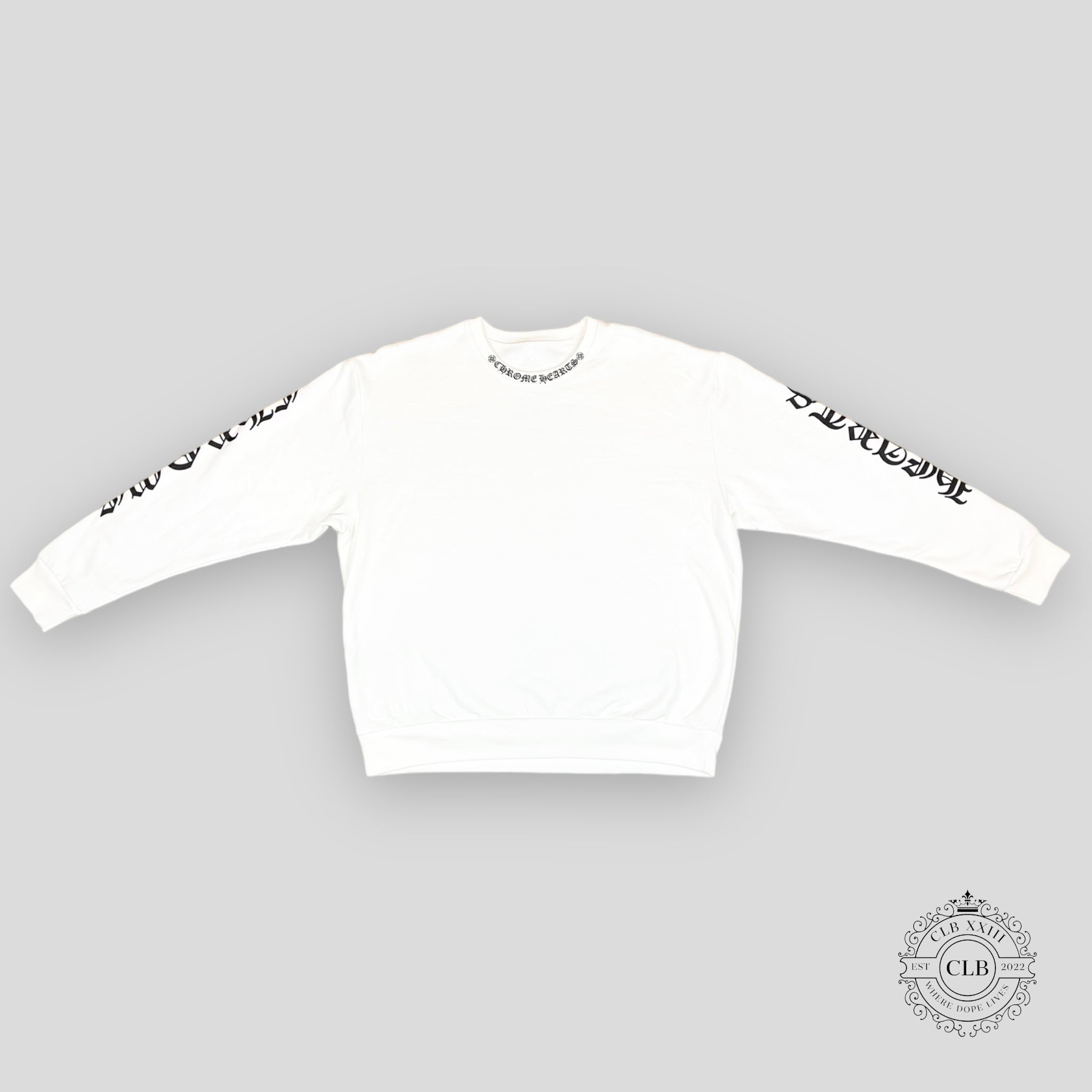 CHROME HEARTS NECK LOGO CREWNECK SWEATSHIRT - WHITE
