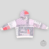 Amiri Paisley Print Mock Neck Hoodie in Pink