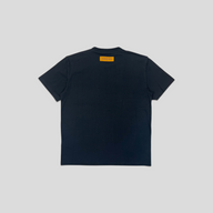 CLB XXIII black cotton Louis Vuitton LV Spread embroidery t-shirt, back view with orange brand label.
