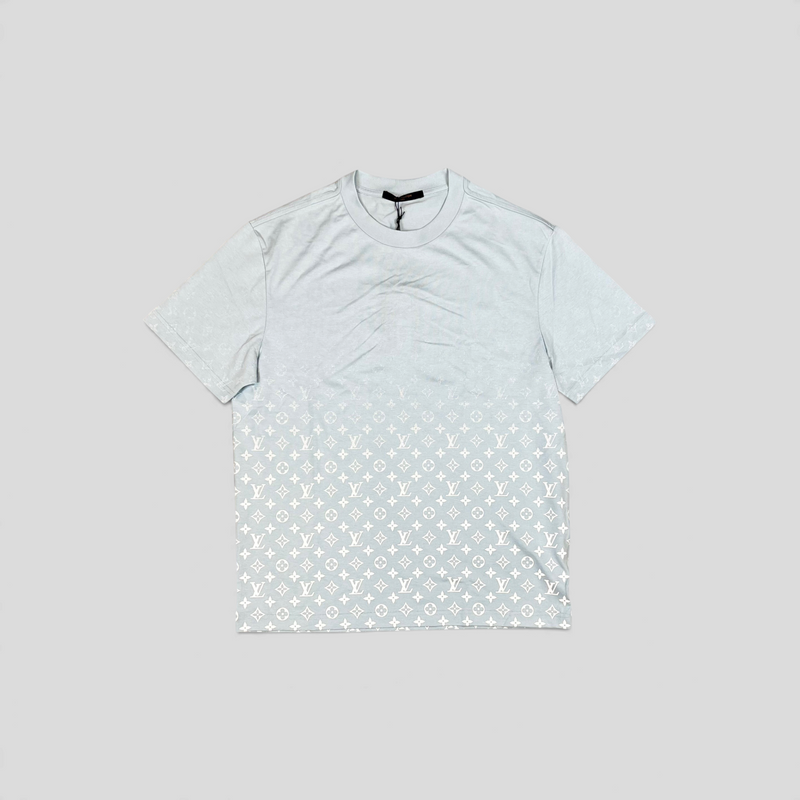 CLB XXIII Louis Vuitton light blue cotton t-shirt featuring a white gradient monogram pattern