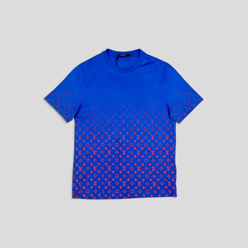 CLB XXIII Louis Vuitton Monogram Degrade cotton t-shirt in blue and red with a gradient logo pattern