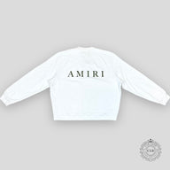 Amiri Ma Logo Crewneck in White/Military Green