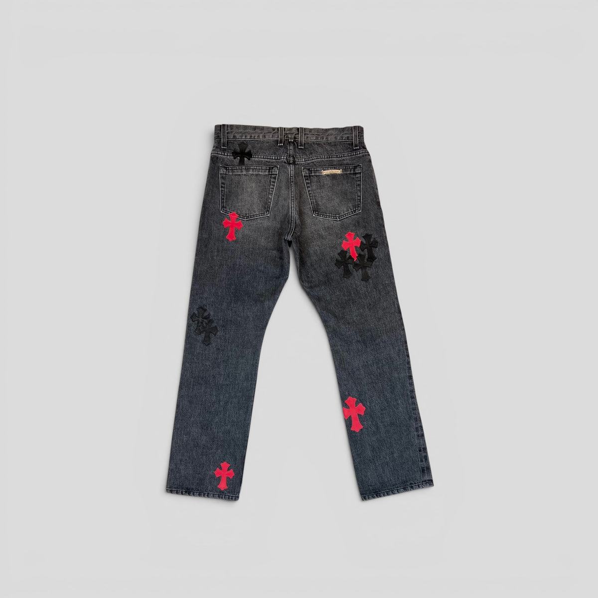Chrome Hearts Cross Patch Jeans in Black/Red
