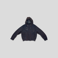 CLB XXIII Louis Vuitton navy and brown monogram mesh zip blouson hoodie with long sleeves and ribbed cuffs