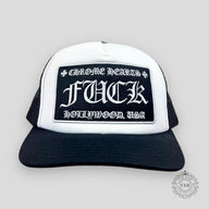 Chrome Hearts Fuck Hollywood Trucker Hat in White
