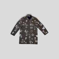 CLB XXIII Louis Vuitton Doodles reversible parka in brown polyamide and cotton blend with white graphic print