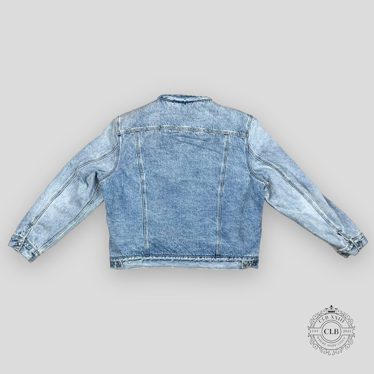 All Saints Shearling Denim Jacket in Indigo