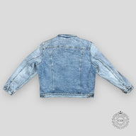 All Saints Shearling Denim Jacket in Indigo