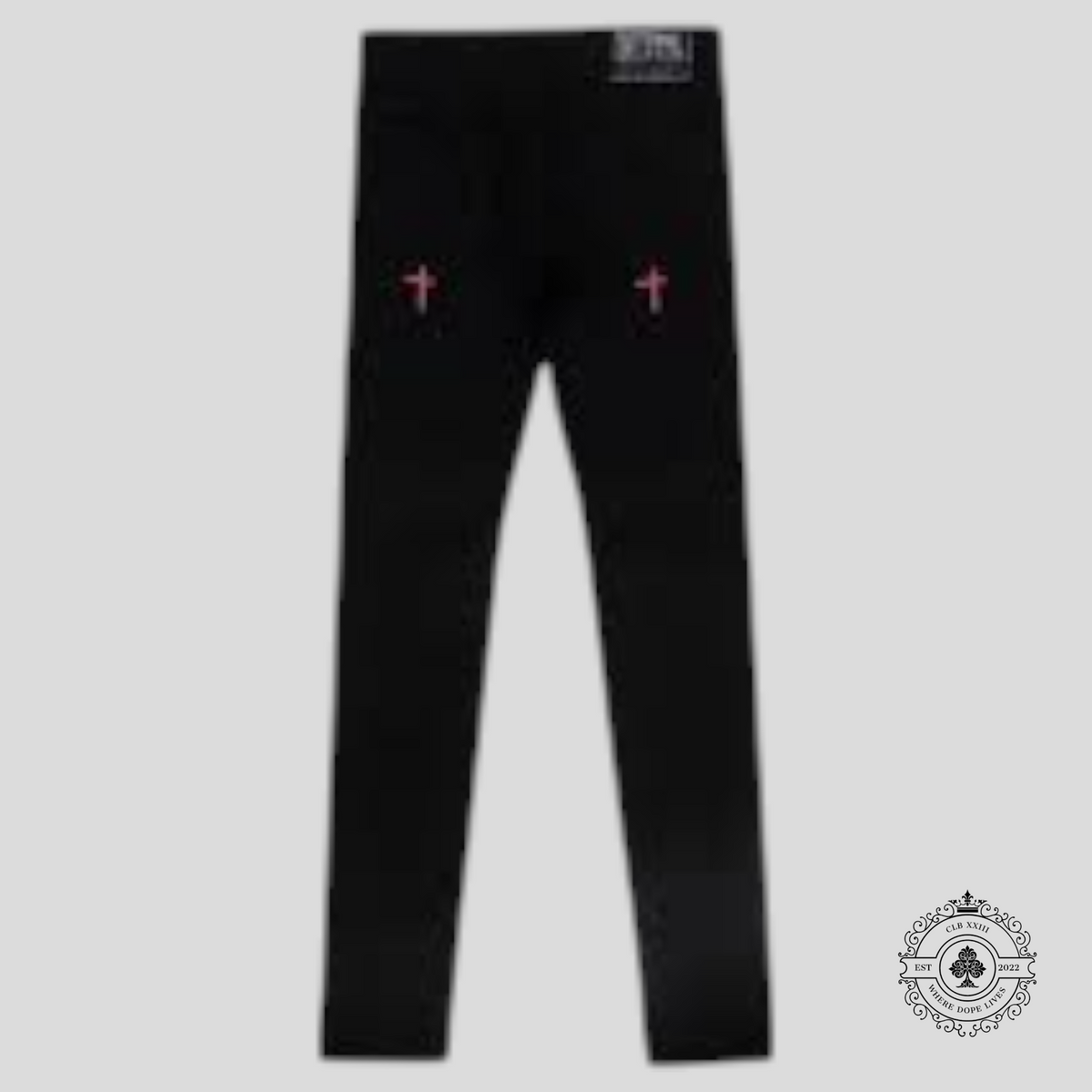 RTA Bryant Rest in Peace Skinny Jean in Black/Red