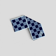 CLB XXIII Louis Vuitton Damier Heritage scarf in navy blue and white wool with a checkered pattern.