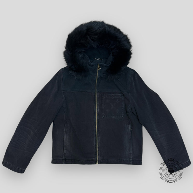 Louis Vuitton Denim Blouson With Fur Hood