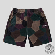 Supreme Patchwork Velour Shorts in Navy