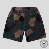 Supreme Patchwork Velour Shorts in Navy
