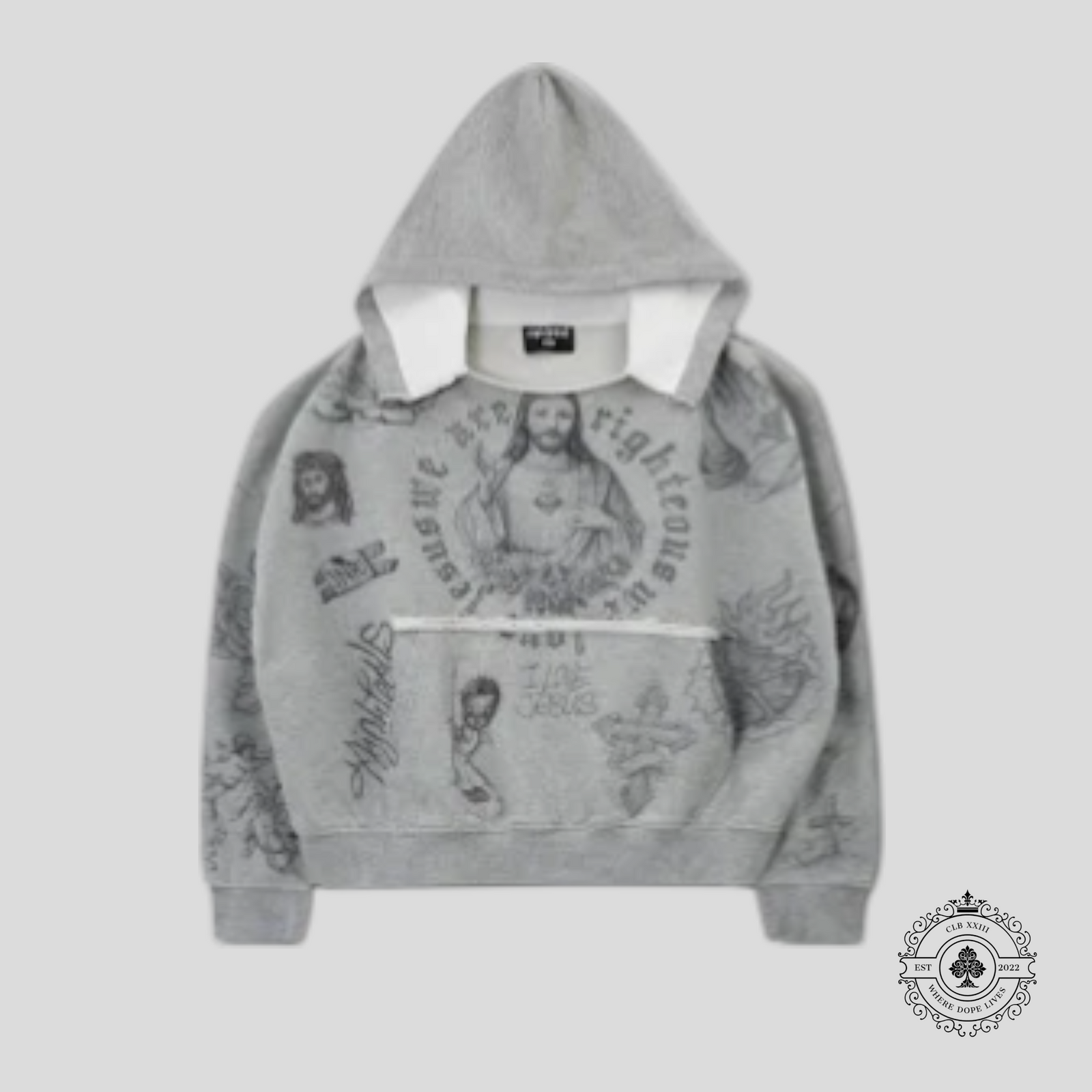 Righteous Risen God's Favorite Distressed Hoodie in Grey