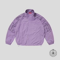 Supreme Embroidered Spellout Track Jacket in Purple